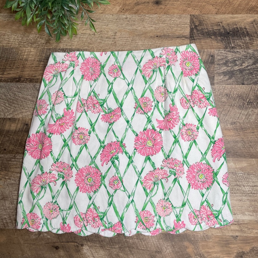 Lilly Pulitzer Daisy Print scalloped Hem Skirt